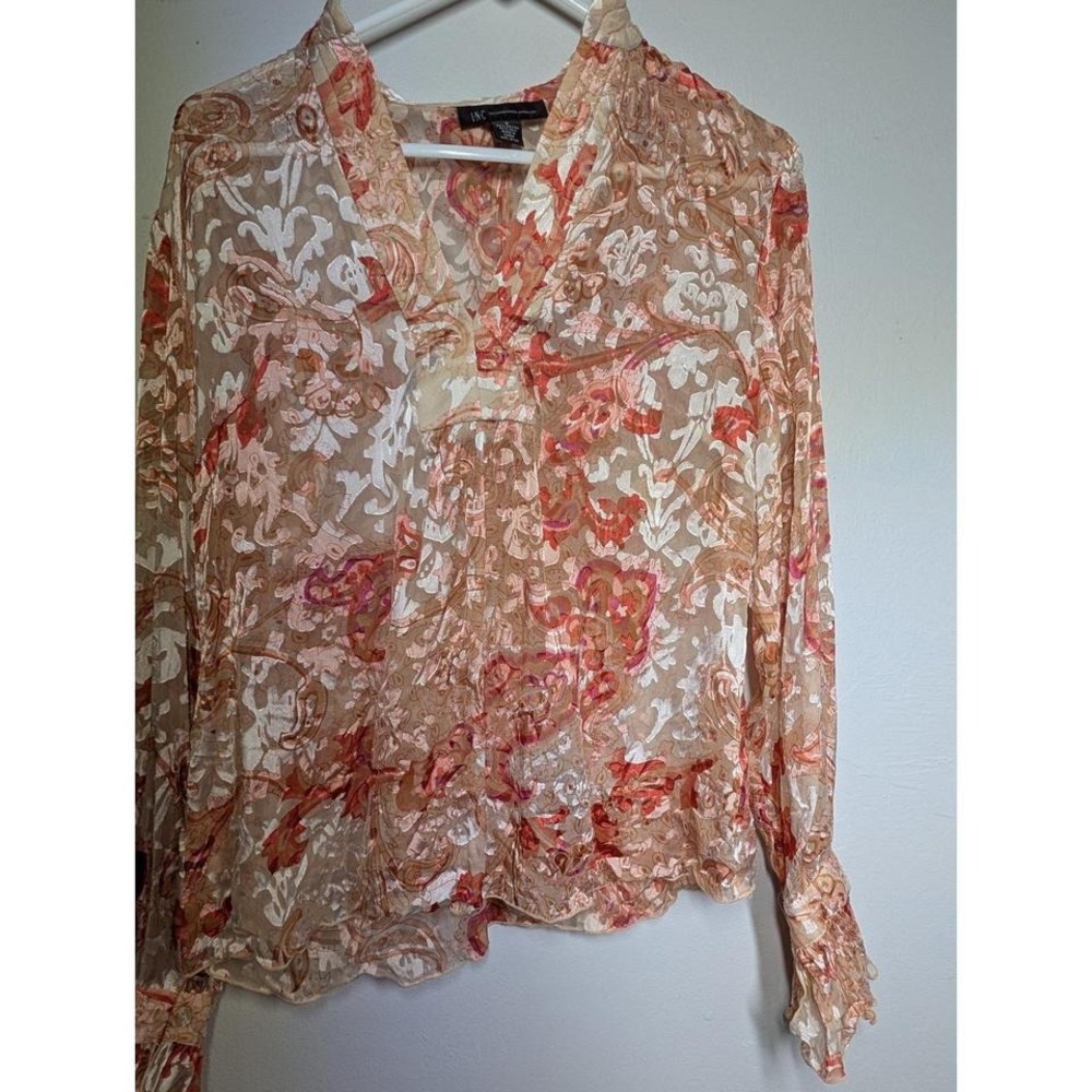 International Concepts Floral Sheer Blouse Size 8